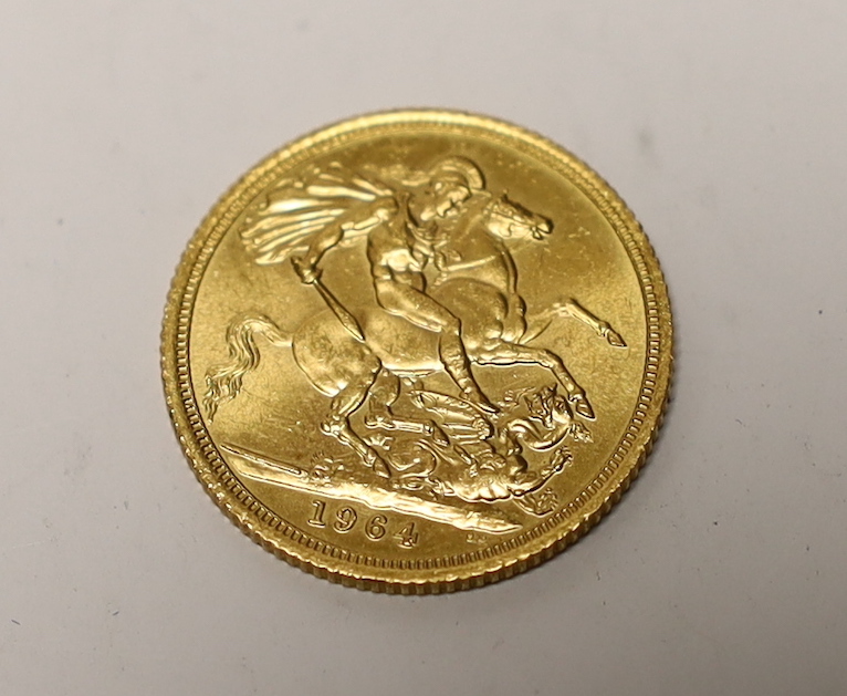 British gold coins, QEII sovereign 1964, Brilliant UNC